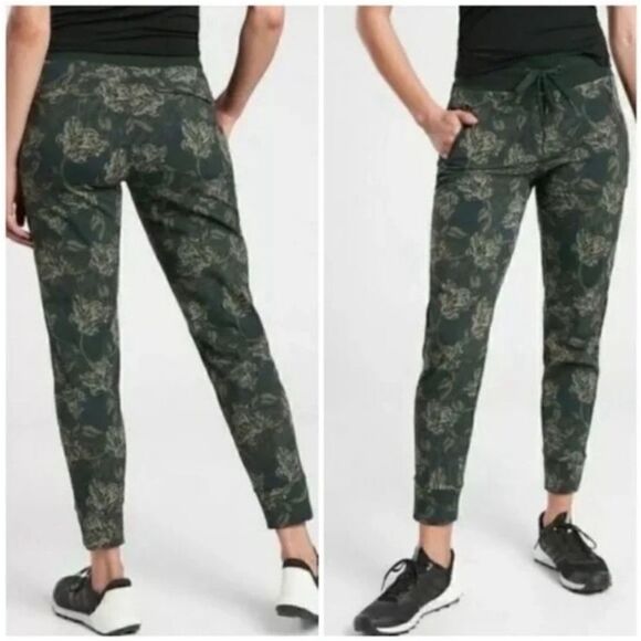 Athleta Pants - Athleta Trekkie North Printed Jogger Pants Sz 4 Terra Firma Olive Green  #657666